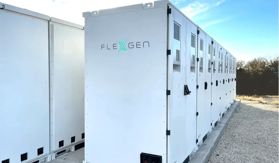 Photo of battery racks at bess site