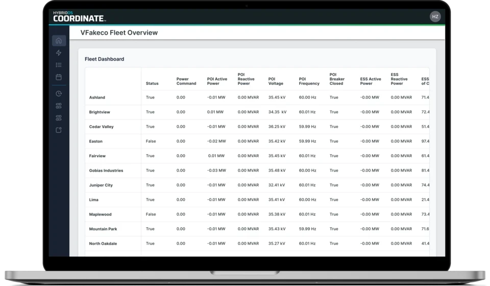 Laptop displaying screenshot of HybridOS Coordinate software